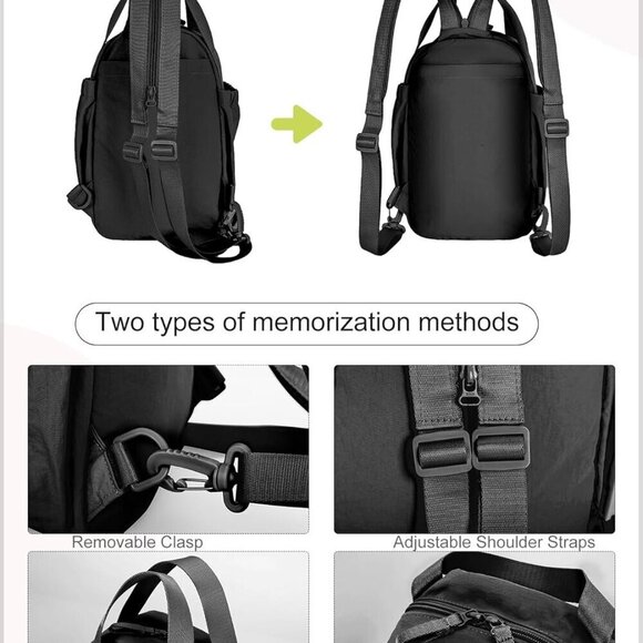 Convertible Backpack to Crossbody Purse Lightweight Small Travel Bag with Detach main image 5